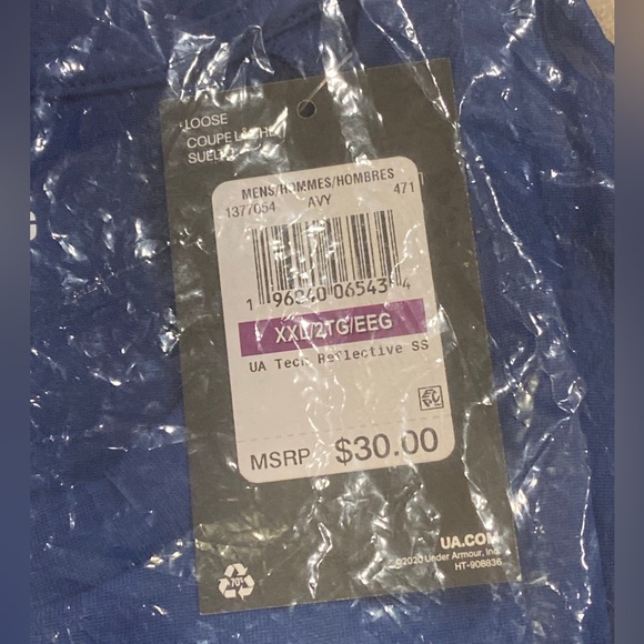 Under Armour Men’s Tech Reflective Tee Blue Mirage T-Shirt - Picture 10 of 14